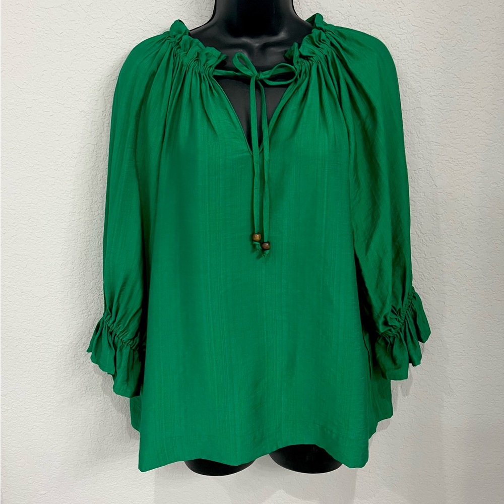 Umgee NWT Green Women's Long sleeve Boho Top size S/M